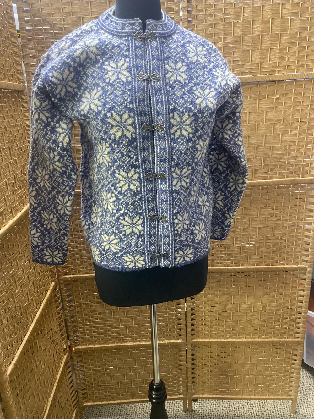 Blue and White Nordic Knit Jacket